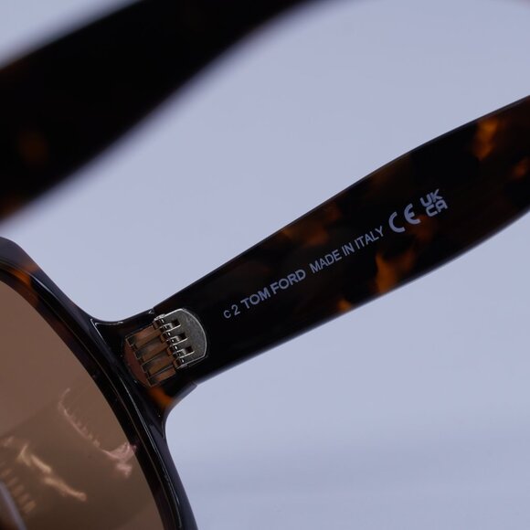 Tom Ford FT1221 52E Saffron Sunglasses Dark Havana Square Frame, Brown Lenses - Picture 7 of 10